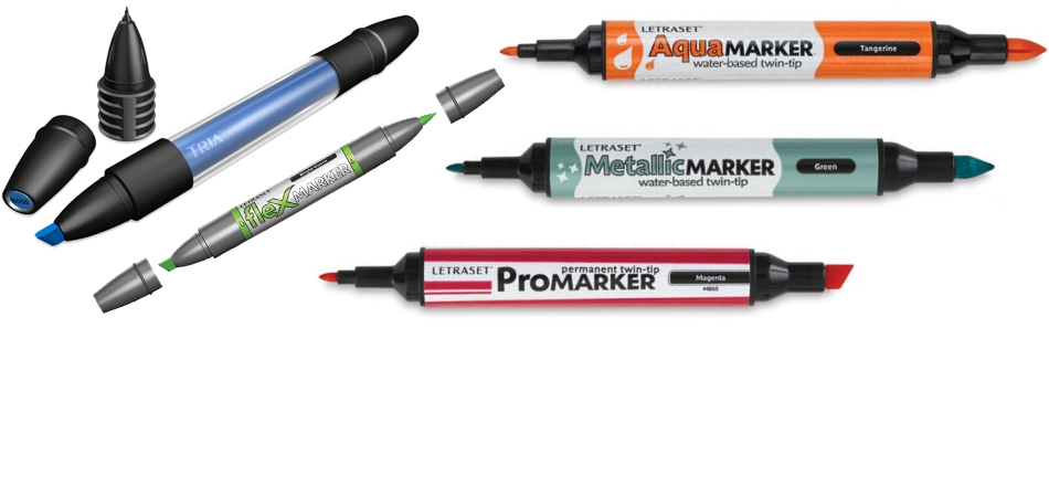 Letraset Aquamarker 9 Pen Aqua Marker Set Water based twin tip