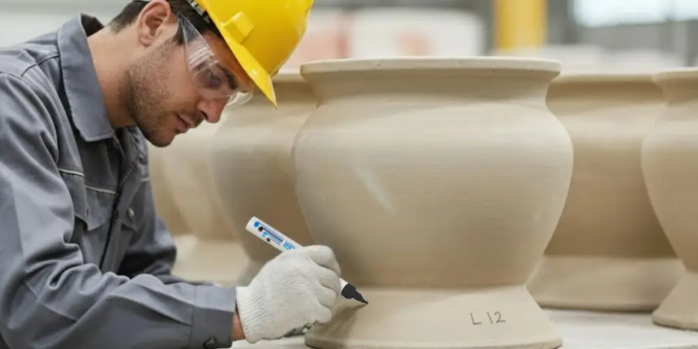 Exemplo de uso da Paint Marker CKS em ceramica