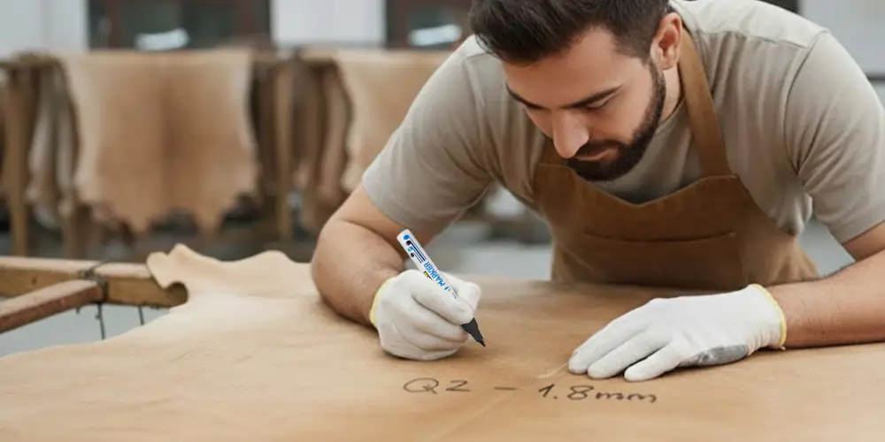 Exemplo de uso da Paint Marker CKS em couro